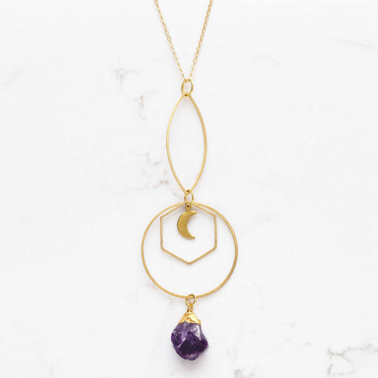 Amethyst Moon Shapes Necklace