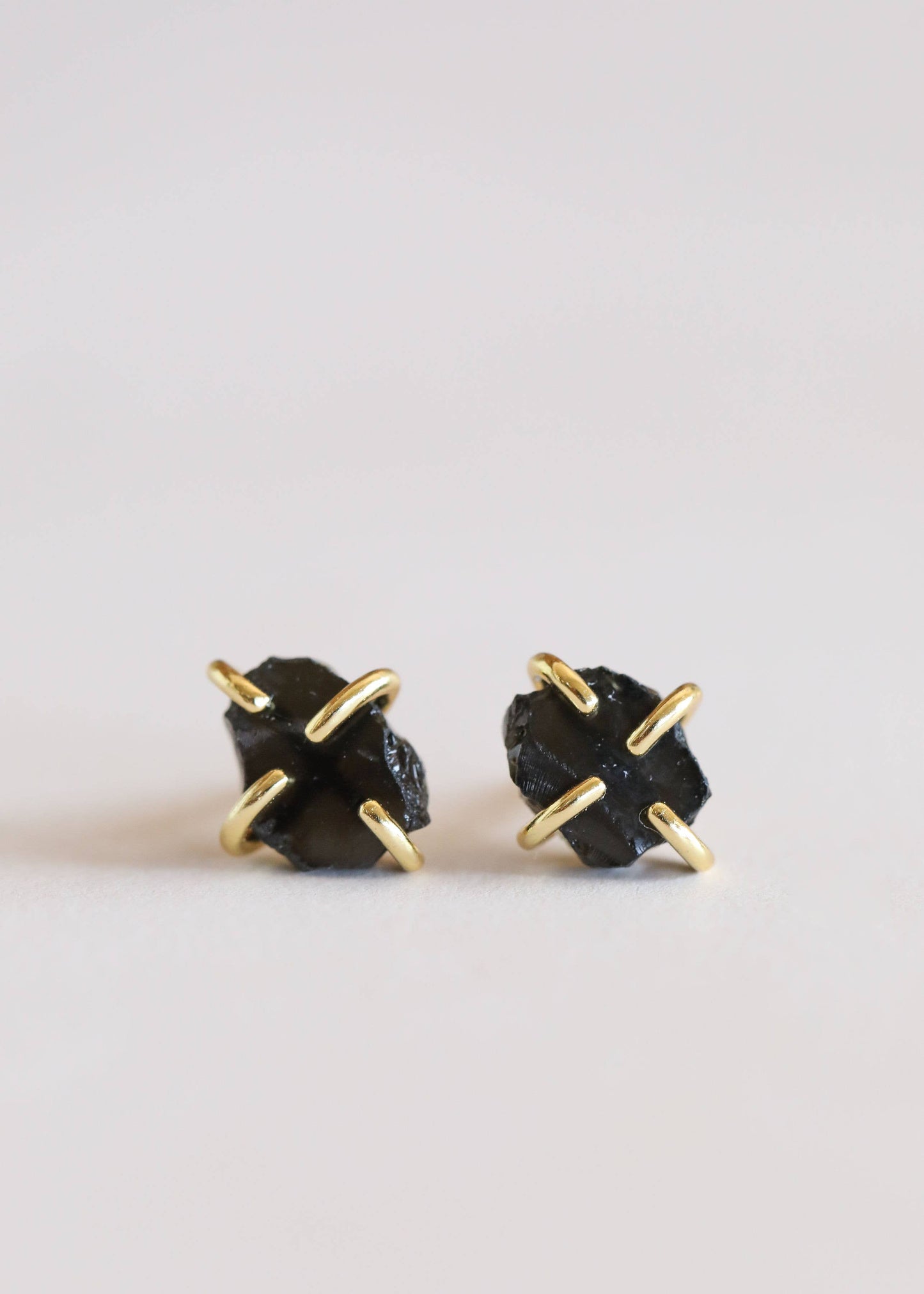 Gemstone Prong - Obsidian Studs