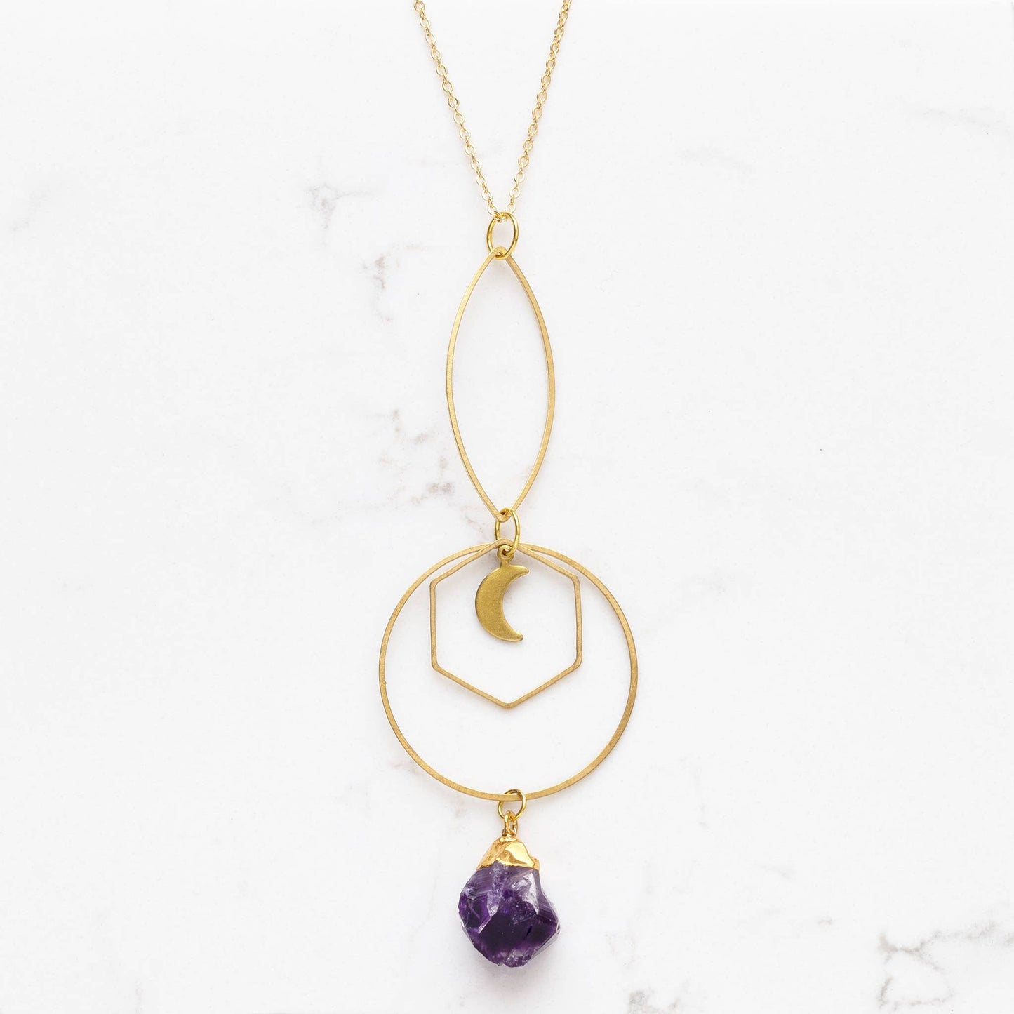 Amethyst Moon Shapes Necklace