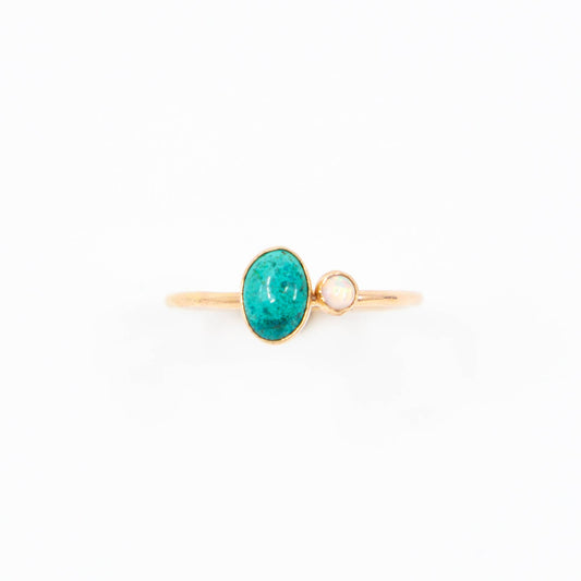 Duo Chrysocolla and Opal Ring