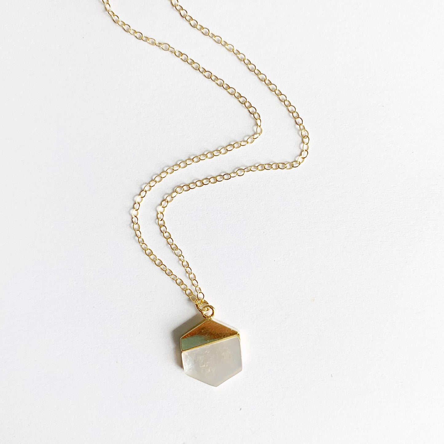 Hexagon Mother of Pearl Necklace