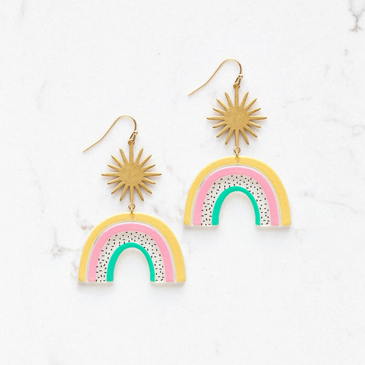 Rainbow Starburst Dangle Earrings