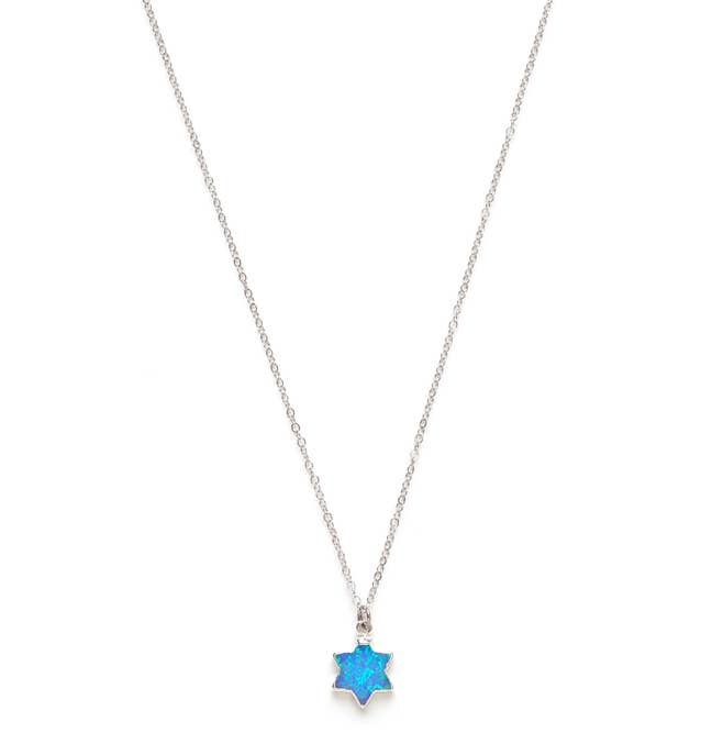 Opal and Sterling Star of David Necklace