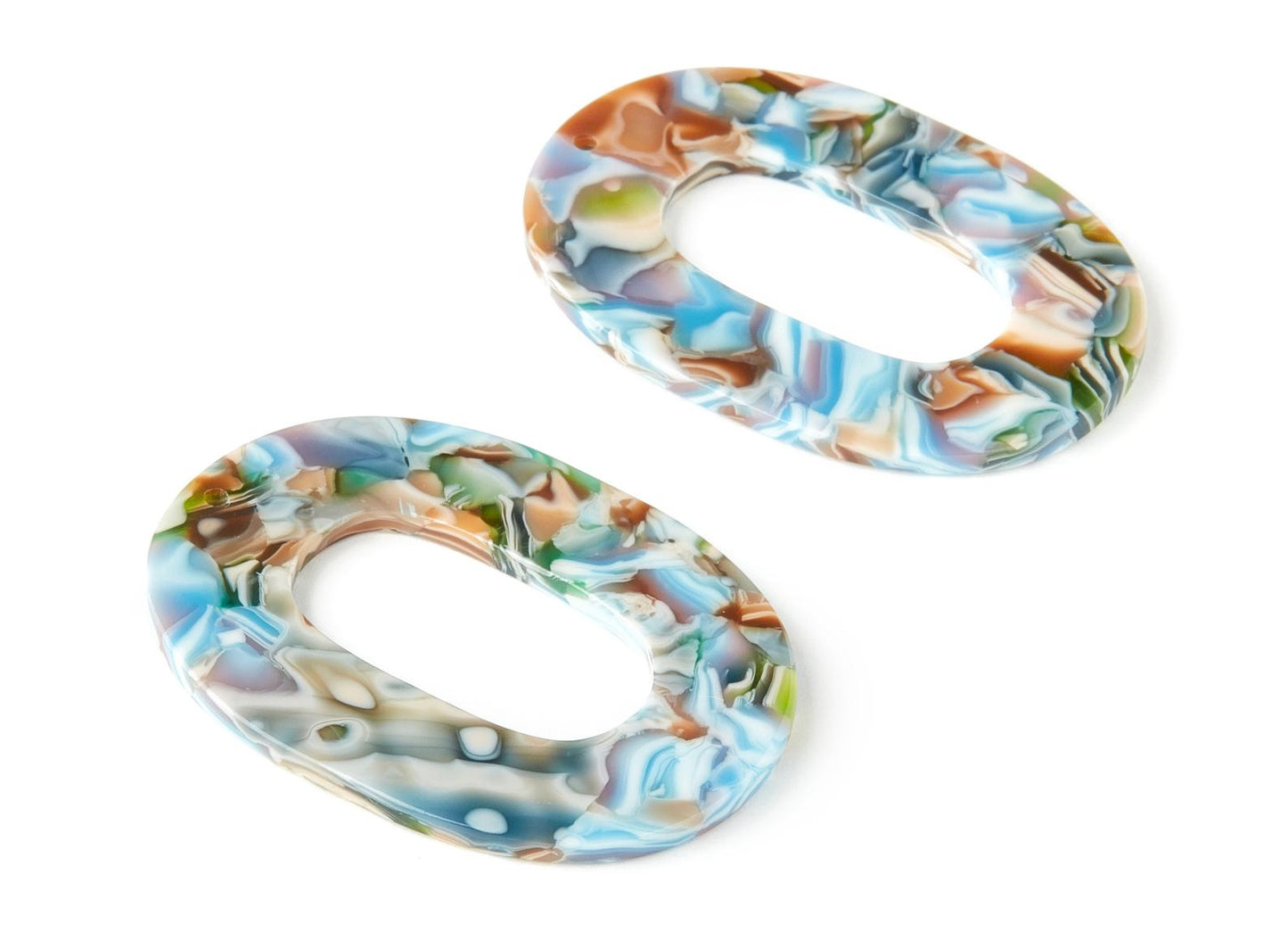 Sunburst Acetate Multi Colored Tortoise Shell Opal Hoop Dangle Earrings