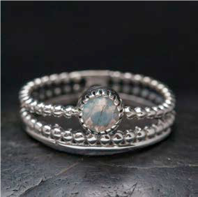 Sterling Moonstone Stacked Ring