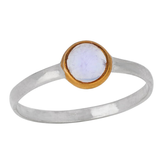 Golden Halo Sterling Silver and Rainbow Moonstone Ring