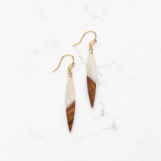 Mini Wood and Acetate Dangle Earrings