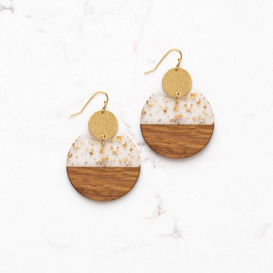 Gold Dust and Wood Earrings