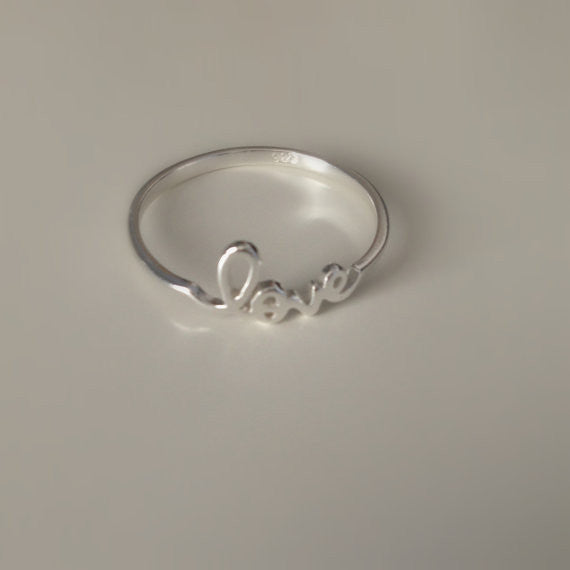 Cursive Love Ring Sterling Silver