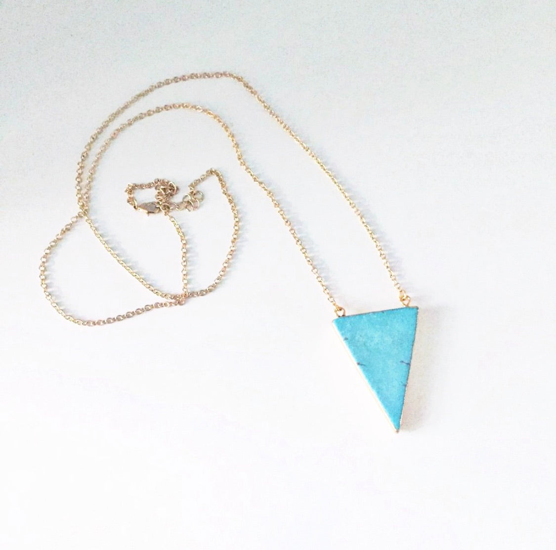 Long Turquoise Triangle Necklace
