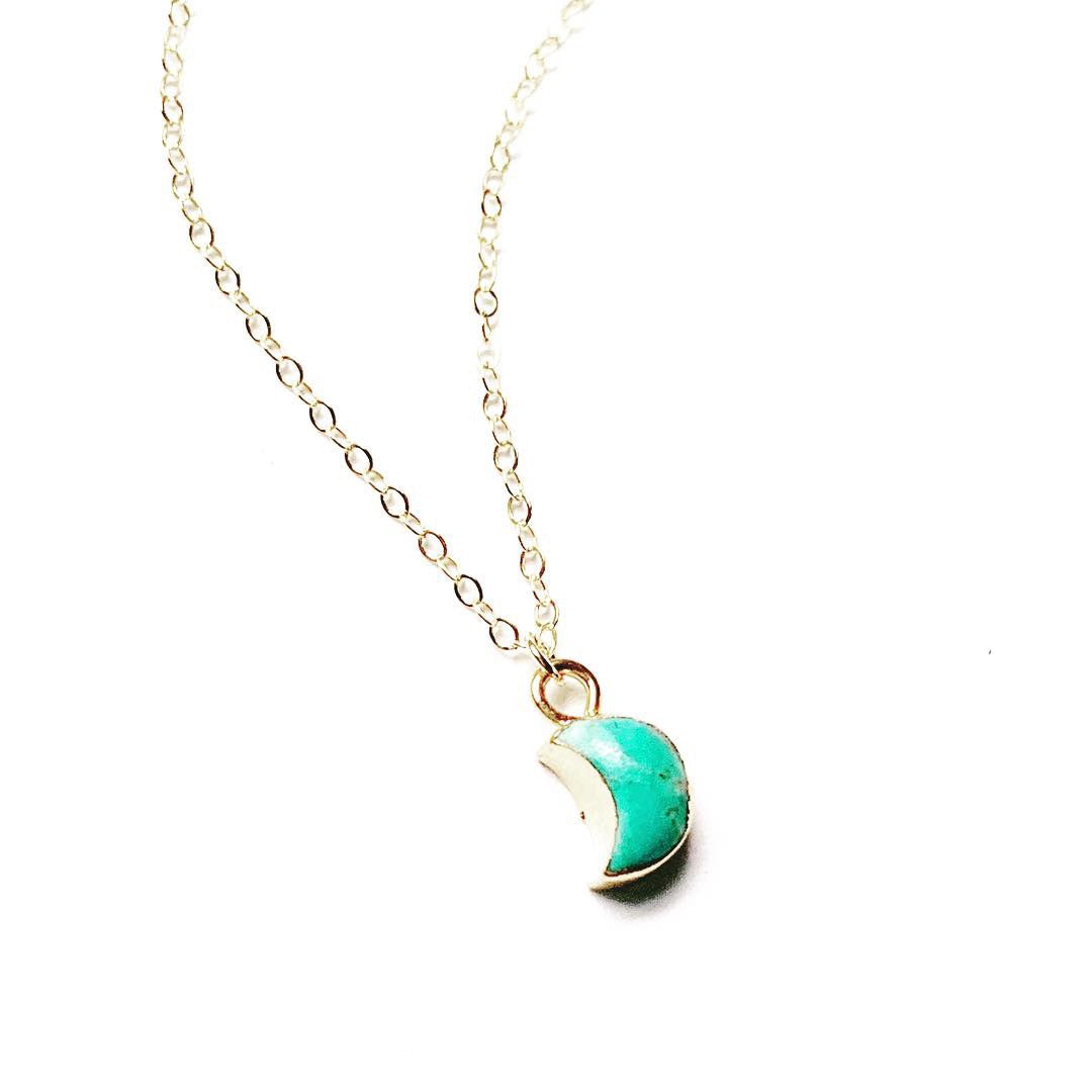 Dainty Turquoise Moon Necklace